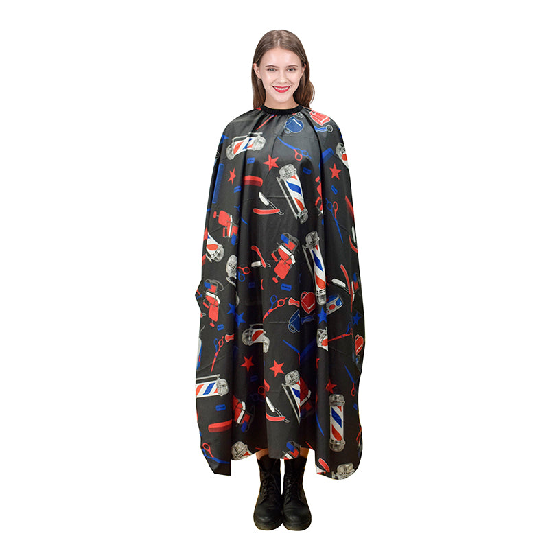 BARBER CAPE WITH BARBER POLE PRINT J-46